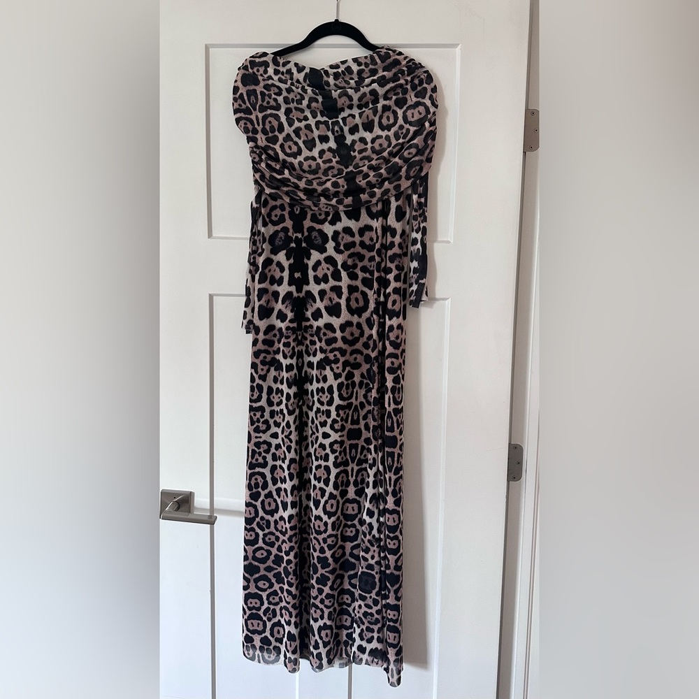 AFRM Leopard Print Maxi Dress in Black and Tan